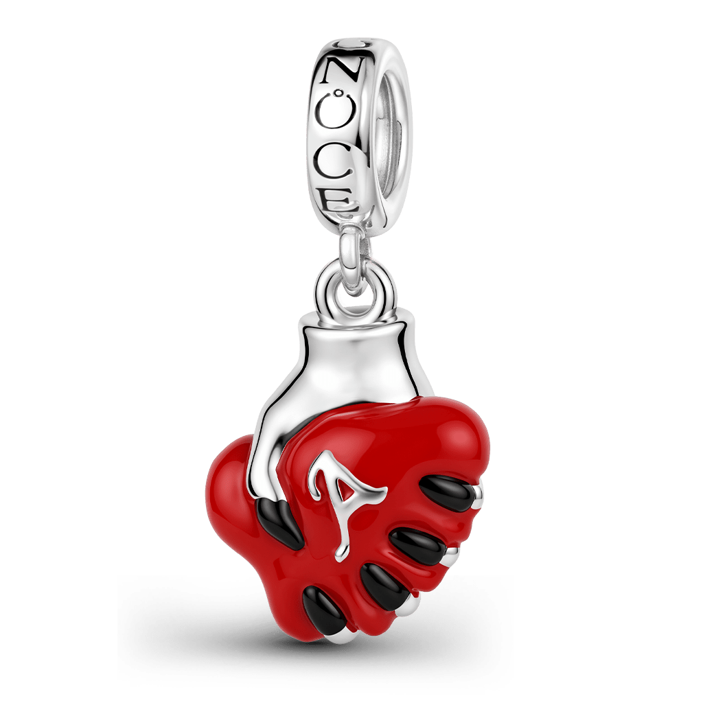 Gnoce Reaper Hand Holding Heart Initials Engravable Dangle Charm Platinum-plated Silver Blend_1
