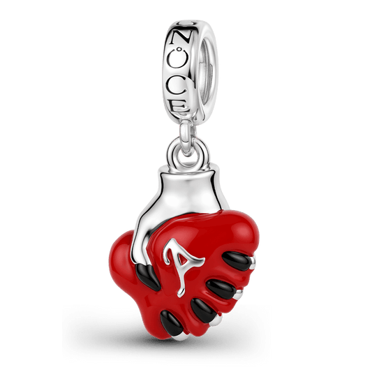 Gnoce Reaper Hand Holding Heart Initials Engravable Dangle Charm Platinum-plated Silver Blend_1