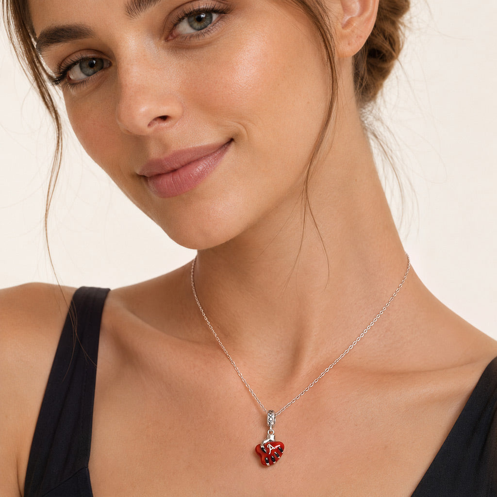 Gnoce Reaper Hand Holding Heart Initials Engravable Dangle Charm Platinum-plated Silver Blend_5