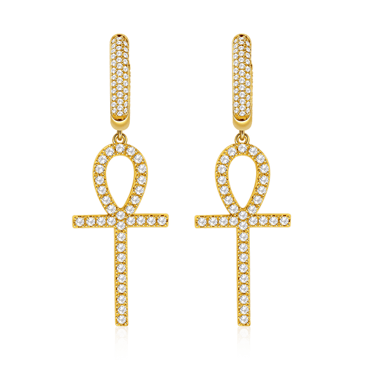 Golden Ankh Men's Dangle Earring_1
